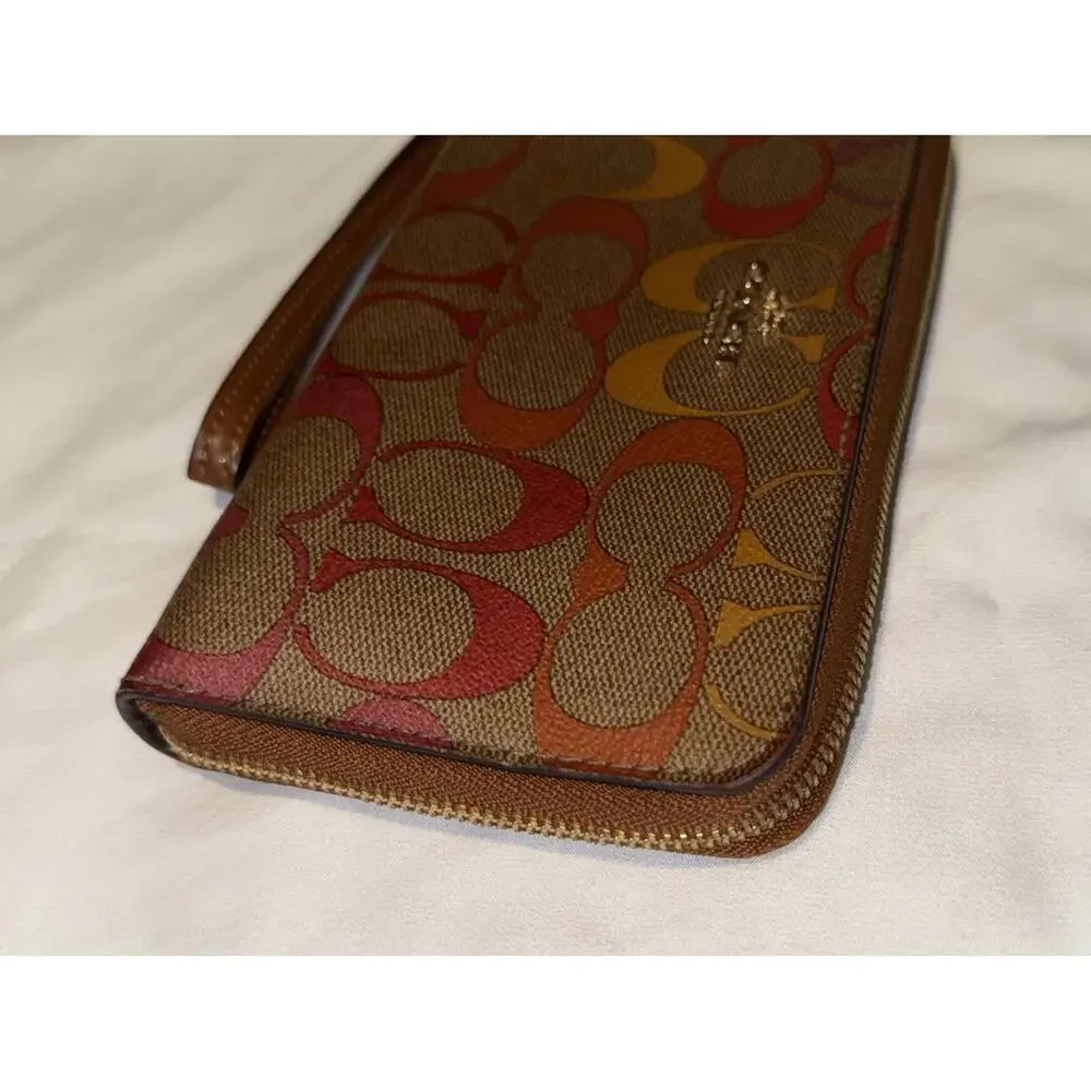 Coach Large Phone Wallet In Rainbow Signature Canvas C1872 - Picture 2 of 9